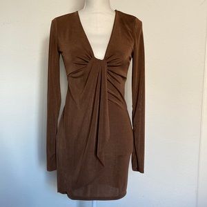 🌸3/$20 FOREVER 21 brown, long sleeved, bodycon dress, size M